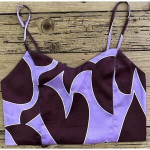 House Of Harlow 1960 Burgundy Purple Printed Cropped Size M NWT